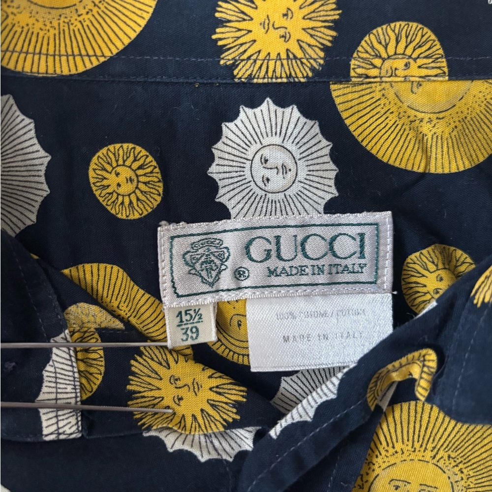 Gucci Dark Blue and Gold Sunburst Shirt